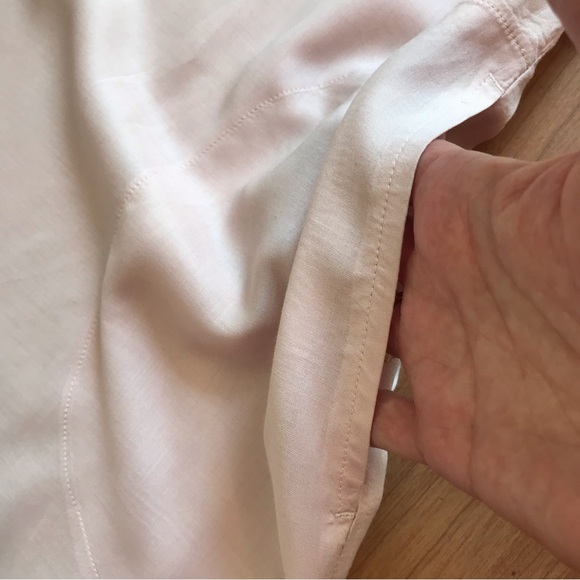 DKNY | Button Down Long Sleeve Pink Shirt Dress w/ Silver Accents & Pockets - Picture 14 of 16